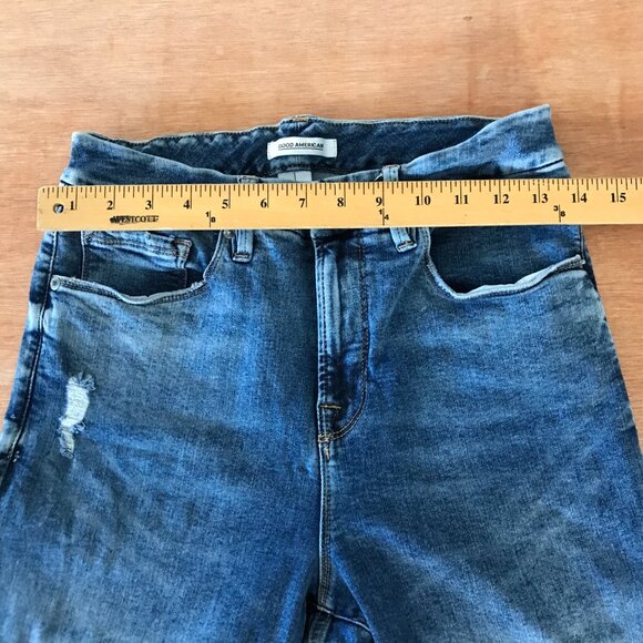 Good American Good Legs Crop Skinny Legs Women 8/29 Blue High Rise Distressed - Picture 9 of 13